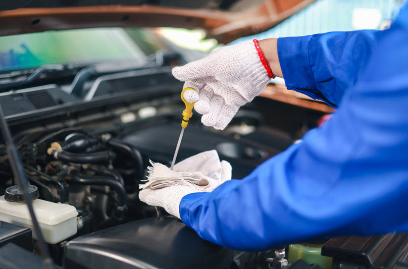 Car Engine Oil Level Check